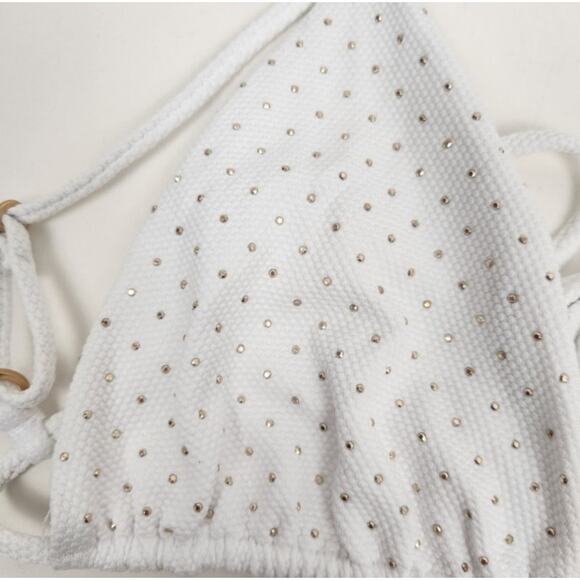 L*Space Kara Studded Bikini Top in White Size Small Triangle - Picture 3 of 5